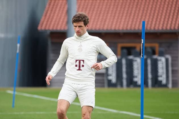 Thomas Mueller FC Bayern Muenchen, 25 , Final training FC Bayern Muenchen, Football, UEFA Champions League, Round of 16 second leg, Season 23 24, 04 03 2024, Final training FC Bayern Muenchen, Football, UEFA Champions League, Round of 16 second leg, Season 23 24, 04 03 2024 Muenchen Copyright: xEibner-Pressefoto JennixMaulx EP_JML