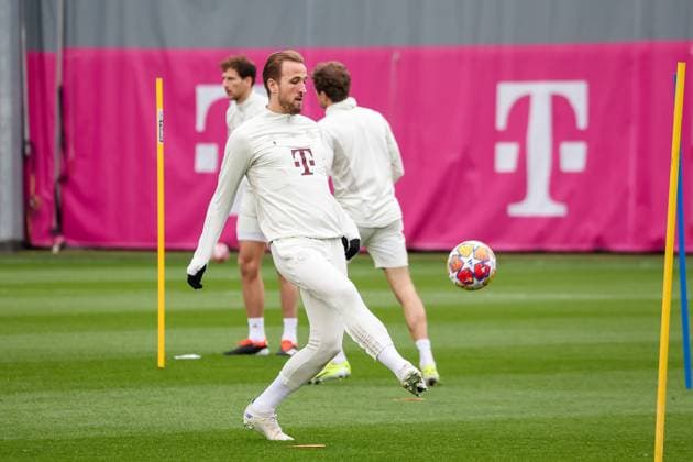 Harry Kane FC Bayern Muenchen, 09 with ball final training FC Bayern Muenchen, Football, UEFA Champions League, Round of 16 second leg, Season 23 24, 04 03 2024, Final training FC Bayern Muenchen, Football, UEFA Champions League, Round of 16 second leg, Season 23 24, 04 03 2024 Muenchen Copyright: xEibner-Pressefoto JennixMaulx EP_JML