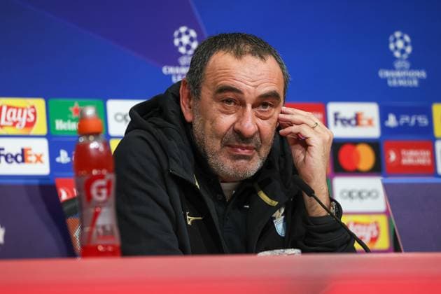 Sarri Maurizio S S Lazio Rome, Head Coach at the press conference, at the press conference, International Press Conference S S Lazio Rome, Football, UEFA Champions League, Round of 16 second leg, Season 23 24, 04 03 2024 , International Press Conference S S Lazio Rome, Football, UEFA Champions League, Round of 16 second leg, Season 23 24, 04 03 2024 Munich Copyright: xEibner-Pressefoto JennixMaulx EP_JML