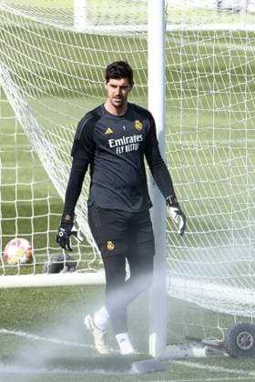 March 5, 2024, Valdebebas, Madrid, SPAIN: Thibaut Courtois of Real Madrid during the training day of Real Madrid prior the UEFA Champions League, Round of 16, football match against RB Leipzig at Ciudad Deportiva Real Madrid on March 05, 2024, in Madrid, Spain. Valdebebas SPAIN - ZUMAa181 20240305_zaa_a181_016 Copyright: xOscarxJ.xBarrosox