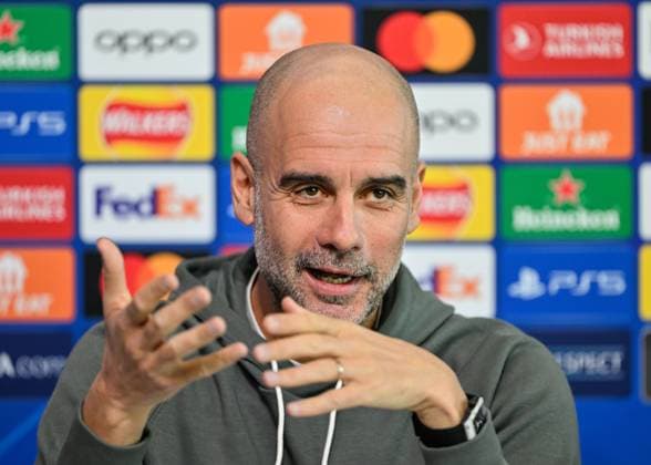 Manchester City Champions League press conference, PK, Pressekonferenz Pep Guardiola manager of Manchester City, during the Manchester City Champions League press Conference at Etihad Campus, Manchester, United Kingdom, 5th March 2024 (Photo by Cody Froggatt News Images) Manchester Etihad Campus Manchester United, ManU Kingdom Copyright: xCodyxFroggatt NewsxImagesx