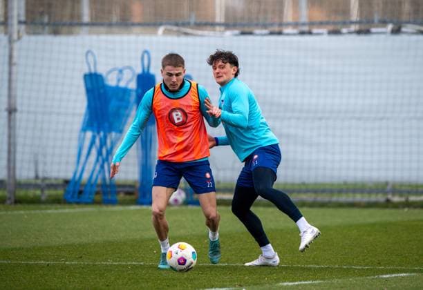 Football, Men, Season 2023 2024, 1 Bundesliga, Hertha BSC, Training, f l Marten Winkler Hertha BSC , Fabian Reese Hertha BSC , 05 03 2024, Copyright: xSebastianxRäppold MatthiasxKochx