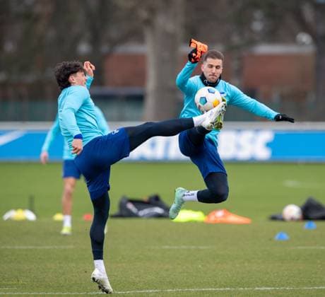 Football, Men, Season 2023 2024, 1 Bundesliga, Hertha BSC, Training, f l Fabian Reese Hertha BSC , Peter Pekarik Hertha BSC , 05 03 2024, Copyright: xSebastianxRäppold MatthiasxKochx