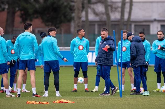 Soccer, Men, Season 2023 2024, 1 Bundesliga, Hertha BSC, Training, Coach Pal Dardai Hertha BSC speaks to the team, 05 03 2024, Copyright: xSebastianxRäppold MatthiasxKochx