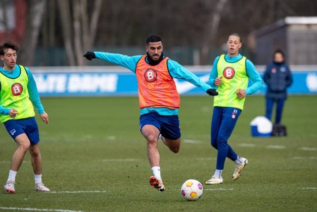 Football, Men, Season 2023 2024, 1 Bundesliga, Hertha BSC, Training, f l Tim Hoffmann Hertha BSC , Aymen Barkok Hertha BSC , Derry Scherhant Hertha BSC , 05 03 2024, Copyright: xSebastianxRäppold MatthiasxKochx