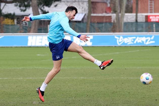 DEU, DFL, 2 FBL Hertha BSC, Training, 05 03 2024, Sportforum, Berlin, DEU, DFL, 2 FBL Hertha BSC, Training, im Bild Haris Tabakovic Hertha BSC Berlin 25 DFL regulations prohibit any use of Photographs as image sequences and or quasi video Foto Juergen Engler nordphoto GmbH nordphotoxGmbHx xEngler nph00076