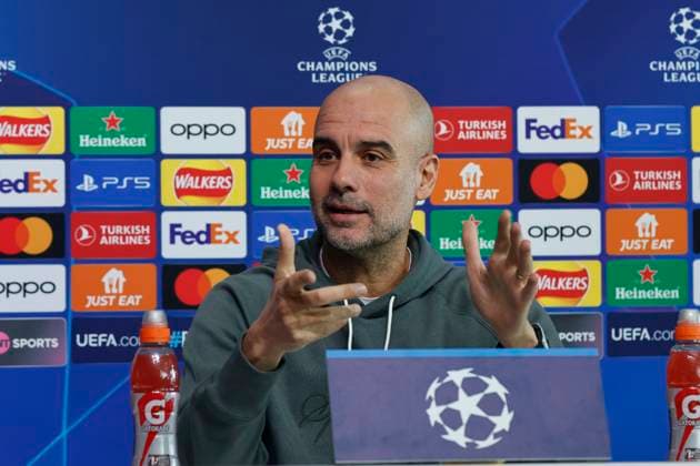 5th March 2024, Etihad Stadium, Manchester, England; press conference, PK, Pressekonferenz ahead of the UEFA Champions League match against Copenhagen in Manchester, England. Manchester City manager Pep Guardiola talks to the media ahead of tomorrow s Champions League Round of 16 second leg match against FC Copenhagen of Denmark  ActionPlus12615455 AlanxMartin