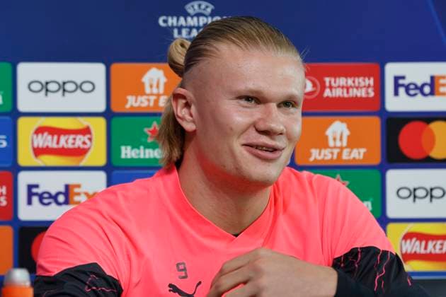 5th March 2024, Etihad Stadium, Manchester, England; press conference, PK, Pressekonferenz ahead of the UEFA Champions League match against Copenhagen in Manchester, England. Erling Haaland of Manchester City talks to the media ahead of tomorrow s Champions League Round of 16 second leg match against FC Copenhagen of Denmark  ActionPlus12615465 AlanxMartin