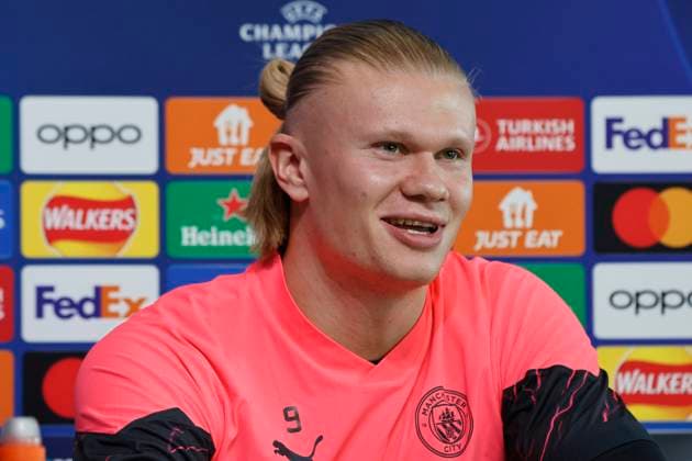5th March 2024, Etihad Stadium, Manchester, England; press conference, PK, Pressekonferenz ahead of the UEFA Champions League match against Copenhagen in Manchester, England. Erling Haaland of Manchester City talks to the media ahead of tomorrow s Champions League Round of 16 second leg match against FC Copenhagen of Denmark  ActionPlus12615466 AlanxMartin