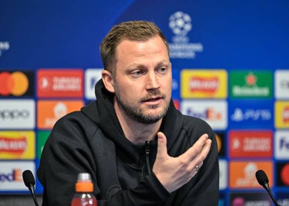 F.C. Copenhagen Champions League press conference, PK, Pressekonferenz Jacob Neestrup Head Coach of F.C. Copenhage, during the F.C. Copenhagen Champions League press Conference at Etihad Campus, Manchester, United Kingdom, 5th March 2024 (Photo by Cody Froggatt News Images) Manchester Etihad Campus Manchester United, ManU Kingdom Copyright: xCodyxFroggatt NewsxImagesx