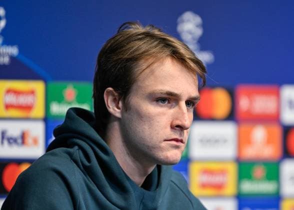 F.C. Copenhagen Champions League press conference, PK, Pressekonferenz William Clem of F.C. Copenhagen, during the F.C. Copenhagen Champions League press Conference at Etihad Campus, Manchester, United Kingdom, 5th March 2024 (Photo by Cody Froggatt News Images) Manchester Etihad Campus Manchester United, ManU Kingdom Copyright: xCodyxFroggatt NewsxImagesx