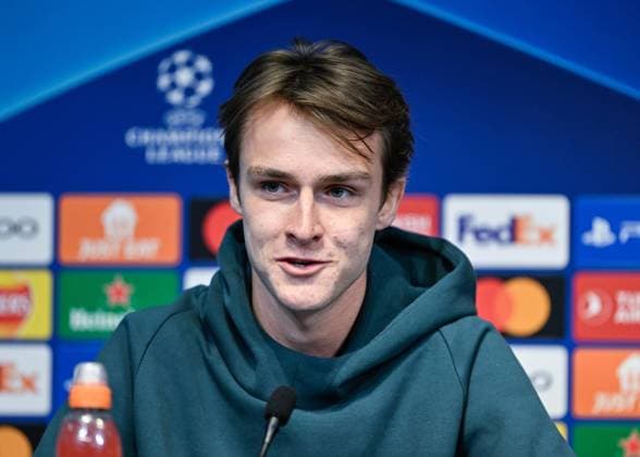 F.C. Copenhagen Champions League press conference, PK, Pressekonferenz William Clem of F.C. Copenhagen, during the F.C. Copenhagen Champions League press Conference at Etihad Campus, Manchester, United Kingdom, 5th March 2024 (Photo by Cody Froggatt News Images) Manchester Etihad Campus Manchester United, ManU Kingdom Copyright: xCodyxFroggatt NewsxImagesx