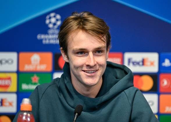 F.C. Copenhagen Champions League press conference, PK, Pressekonferenz William Clem of F.C. Copenhagen, during the F.C. Copenhagen Champions League press Conference at Etihad Campus, Manchester, United Kingdom, 5th March 2024 (Photo by Cody Froggatt News Images) Manchester Etihad Campus Manchester United, ManU Kingdom Copyright: xCodyxFroggatt NewsxImagesx
