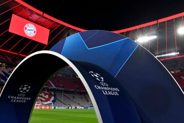before the start of the match Arch Arch through which the players enter the arena Scoreboard Lawn Gate Logo empty FC Bayern Muenchen FCB vs Lazio Rome Round of 16 second leg 05 03 2024 DFL REGULATIONS PROHIBIT ANY USE OF PHOTOGRAPHS AS IMAGE SEQUENCES AND OR QUASI VIDEO FC Bayern Muenchen FCB vs Lazio Rome