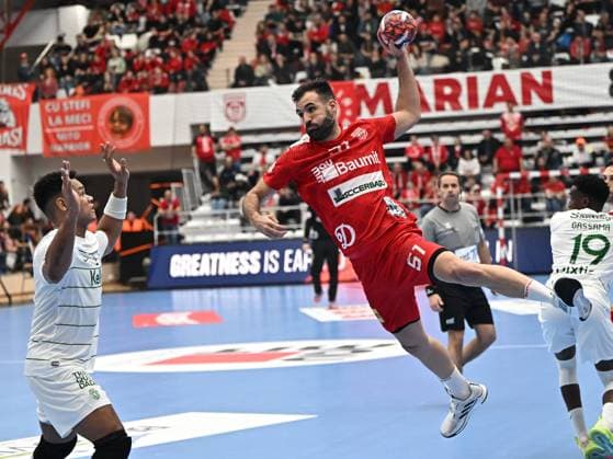 Edney Silva Oliveira and Javier Gaminde Humet in the mens handball match between Dinamo Bucharest and Sporting Lisbon, within the EHF European League, held in Dinamo Hall in Bucharest, Tuesday, March 5, 2024 Bucharest Copyright: xRazvanxPasarica SPORTxPICTURESx