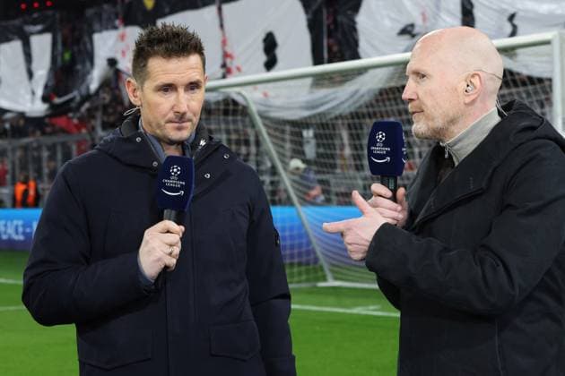 TV Experts Miro Klose and Matthias Sammer, Portraet, Portrait, Football UEFA Champions League FC Bayern Muenchen Societa Sportiva Lazio, S S Lazio Rome Allianz Arena 05 03 2025 PHOTO Mladen Lackovic LakoPress