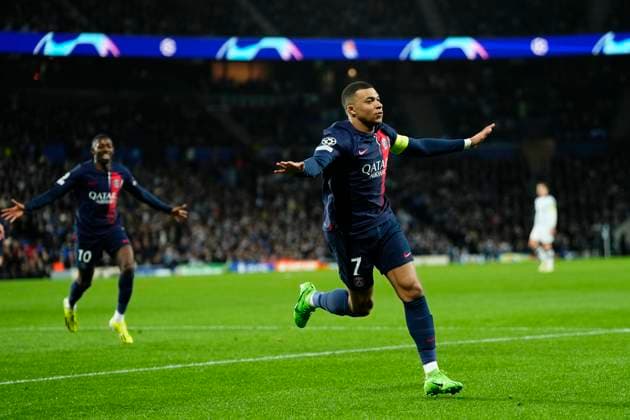 Real Sociedad v Paris Saint-Germain: Round of 16 Second Leg - UEFA Champions League 2023 24 Kylian Mbappe Centre-Forward of PSG and France celebrates after scoring his sides first goal during the UEFA Champions League 2023 24 round of 16 second leg match between Real Sociedad and Paris Saint-Germain at Reale Arena on March 5, 2024 in San Sebastian, Spain. San Sebastian Spain  Copyright: xJosexBretonx originalFilename:breton-realsoci240305_npHH0.jpg