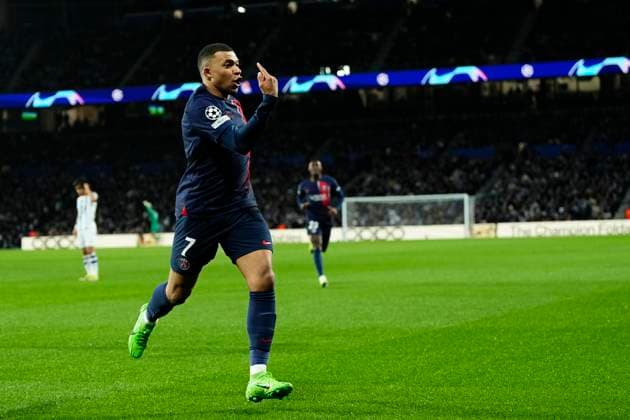 Real Sociedad v Paris Saint-Germain: Round of 16 Second Leg - UEFA Champions League 2023 24 Kylian Mbappe Centre-Forward of PSG and France celebrates after scoring his sides first goal during the UEFA Champions League 2023 24 round of 16 second leg match between Real Sociedad and Paris Saint-Germain at Reale Arena on March 5, 2024 in San Sebastian, Spain. San Sebastian Spain  Copyright: xJosexBretonx originalFilename:breton-realsoci240305_np3Dw.jpg