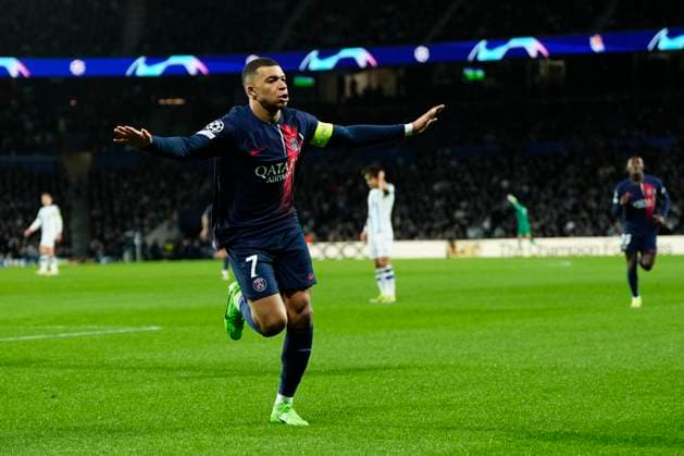 Real Sociedad v Paris Saint-Germain: Round of 16 Second Leg - UEFA Champions League 2023 24 Kylian Mbappe Centre-Forward of PSG and France celebrates after scoring his sides first goal during the UEFA Champions League 2023 24 round of 16 second leg match between Real Sociedad and Paris Saint-Germain at Reale Arena on March 5, 2024 in San Sebastian, Spain. San Sebastian Spain  Copyright: xJosexBretonx originalFilename:breton-realsoci240305_npHjn.jpg