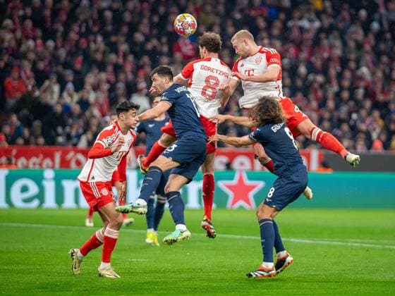 Aleksandar Pavlovic FC Bayern Muenchen, 45 , Leon Goretzka FC Bayern Muenchen, 08 , Matthijs de Ligt FC Bayern Muenchen, 04 , GER, FC Bayern Muenchen FCB vs Lazio Rome SSL , Football, UEFA Champions League, Round of 16 second leg, 2023 2024 season, 05 03 2024, DFB DFL regulations prohibit any use of photographs as image sequences and or quasi video , GER, FC Bayern Muenchen FCB vs Lazio Rome SSL , Fußball, UEFA Champions League, Achtelfinal Rueckspiel, Saison 2023 2024, 05 03 2024 Muenchen Copyright: xEibner-Pressefoto SaschaxWaltherx EP_EER