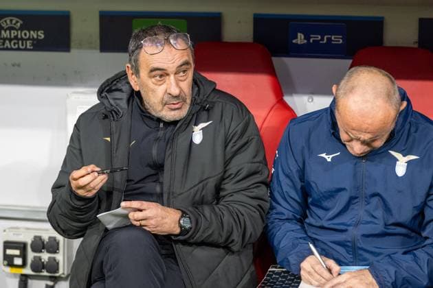 Coach Maurizio Sarri, FC Bayern Muenchen vs Lazio Rom, Football, UEFA Champions League Round of 16 second leg, 05 03 2024 DFB regulations prohibit any use of photographs as image sequences and or quasi video Muenchen Bayern Germany Copyright: xkolbert-press UlrichxGamelx