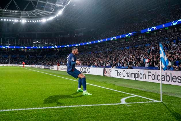 ESP: Real Sociedad v Paris Saint Germain. UEFA Champions League match, Round of 16 Kilian Mbappe of Paris Saint-Germain celebrates the 0-1 during the UEFA Champions League match, Round of 16, 2nd leg, between Real Sociedad and Paris Saint Germain PSG played at Reale Arena Stadium on March 5, 2024 in San Sebastian, Spain. kpng Copyright: xBaguxBlancox xPRESSINPHOTOx PS_240305_014
