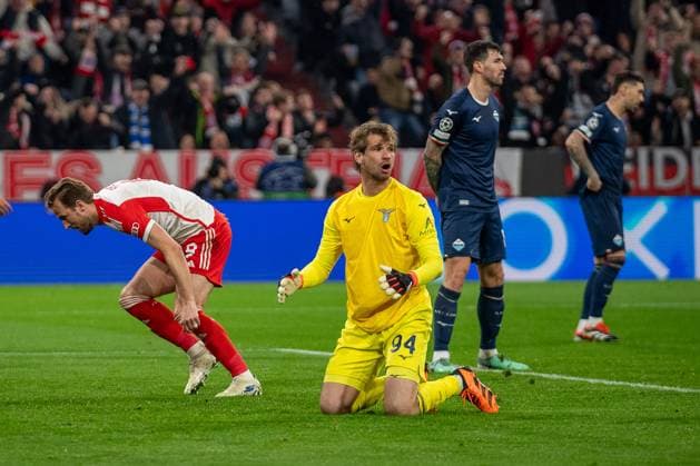 Ivan Provedel Lazio Rome, 94 is disappointed, unhappy after goal for 1 0 by Harry Kane FC Bayern Muenchen, 09 , GER, FC Bayern Muenchen FCB vs Lazio Rome SSL , Football, UEFA Champions League, Round of 16 second leg, 2023 2024 season, 05 03 2024, DFB DFL regulations prohibit any use of photographs as image sequences and or quasi video , GER, FC Bayern Muenchen FCB vs Lazio Rome SSL , Fußball, UEFA Champions League, Achtelfinal Rueckspiel, Saison 2023 2024, 05 03 2024 Muenchen Copyright: xEibner-Pressefoto SaschaxWaltherx EP_EER