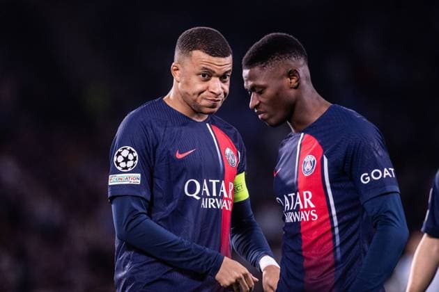 UEFA Champions League soccer match round of 16, second leg soccer match between Real Sociedad and Paris Saint Germain (PSG) at Reale Arena Stadium in San Sebastian, Spain 05 March 2024 Kylian Mbappe and Nuno Mendes 900 Cordon Press  900 CordonxPress LOF - UEFA Champions League Real Sociedad vs PSG