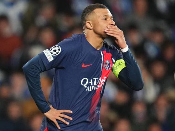 Kilian Mbappe of Paris Saint-Germain Real Sociedad v Paris Saint Germain, UEFA Champions League match, Round of 16, second leg. Football, Reale Arena Stadium, San Sebastian, Spain - 5 March 2024 Editorial use only  Copyright: xBaguxBlanco PRESSINPHOTO Shutterstockx 14378369v