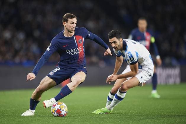 Fabian Ruiz of Paris Saint Germain runs with the ball during the UEFA Champions League match between Real Sociedad v Paris Saint Germain at Reale Arena on March 5, 2024 in San Sebastian (Photo by: LGM) FOOTBALL : Real Sociedad vs Paris Saint Germain - UEFA Ligue des Champions - 05 03 2024 LGM Panoramic 