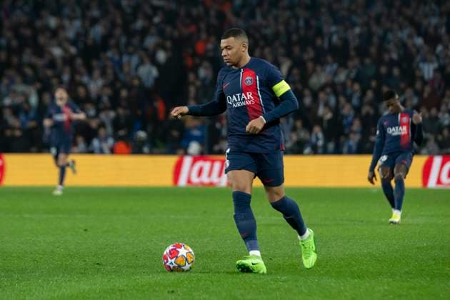 Real Sociedad Vs PSG Kylian Mbappe of PSG in action during the UEFA Champions League Round of 16, 2nd leg match between Real Sociedad and Paris Saint Germain at Reale Arena. (Gari Garaialde Bostok Photo) Donostia Gipuzkoa Spain Editorial Use Only  Copyright: xGarikoitzxGaraialdex Bostok Photo GarixGaraialdex GG2403050219