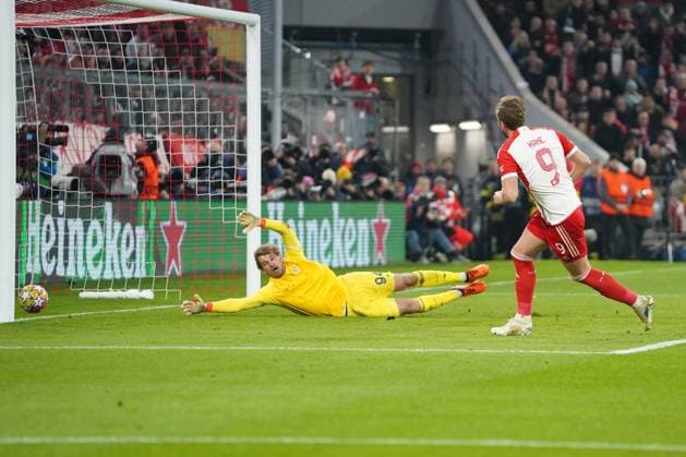 Harry Kane 9 FC Bayern with the goal for 3 0 at the Champions League match FC Bayern Munich Lazio Rome on 05 03 2024 Munich Allianz Arena Bayern Germany