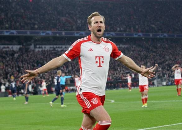 Goal celebration 3 0 Munich, Goalscorer Harry Kane Bayern FC Bayern Munich Lazio Rome Munich, GER, 05 03 2024, Sport Soccer Champions League Round of 16 Season 23 24