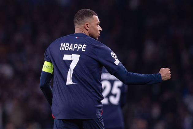 UEFA Champions League soccer match round of 16, second leg soccer match between Real Sociedad and Paris Saint Germain (PSG) at Reale Arena Stadium in San Sebastian, Spain 05 March 2024 Kylian Mbappe celebrates a goal 900 Cordon Press  900 CordonxPress LOF - UEFA Champions League Real Sociedad vs PSG