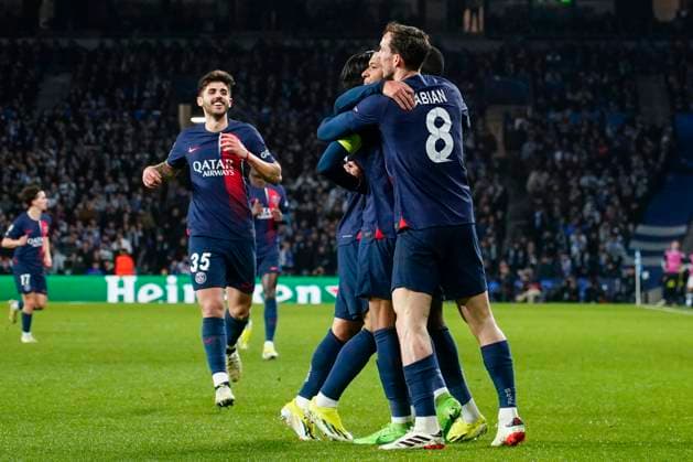 ESP: Real Sociedad v Paris Saint Germain. UEFA Champions League match, Round of 16 Kilian Mbappe of Paris Saint-Germain celebrates the 0-2 during the UEFA Champions League match, Round of 16, 2nd leg, between Real Sociedad and Paris Saint Germain PSG played at Reale Arena Stadium on March 5, 2024 in San Sebastian, Spain. kpng Copyright: xBaguxBlancox xPRESSINPHOTOx PS_240305_047