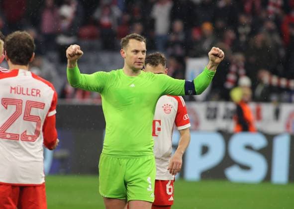 Munich, Germany 05 March 2024 Football, Men, Champions League, Season 2023 2024, Round of 16 second leg, FC Bayern Munich Lazio Rome, Allianz Arena Manuel Neuer FC Bayern Munich cheers after the final whistle