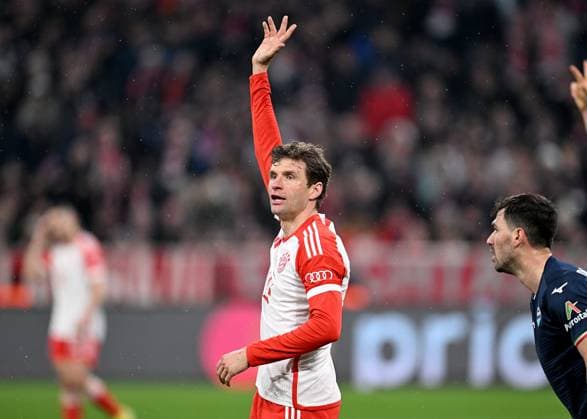 FOOTBALL CHAMPIONS LEAGUE SEASON 2023 2024 Round of 16 second leg 05 03 2024 FC Bayern Muenchen Lazio Rome Thomas Mueller FC Bayern Muenchen