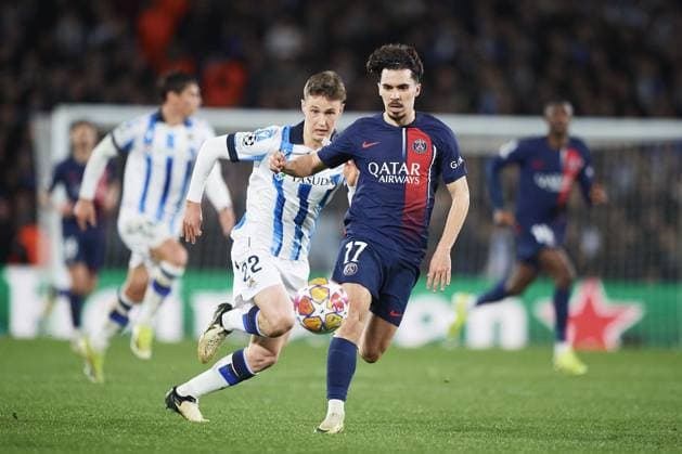 Vitinha of Paris Saint Germain in action during the UEFA Champions League match between Real Sociedad v Paris Saint Germain at Reale Arena on March 5, 2024 in San Sebastian (Photo by: LGM) FOOTBALL : Real Sociedad vs Paris Saint Germain - UEFA Ligue des Champions - 05 03 2024 LGM Panoramic 