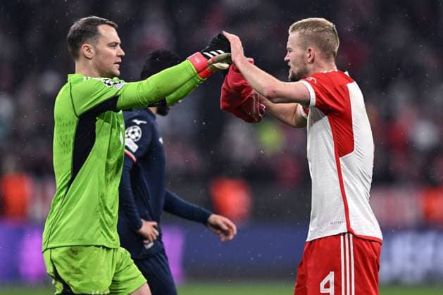 Db Monaco di Baviera (Germania) 05 03 2024 - Champions League Bayern Monaco-Lazio foto Daniele Buffa Image nella foto: Manuel Neuer-Matthijs De Ligt 