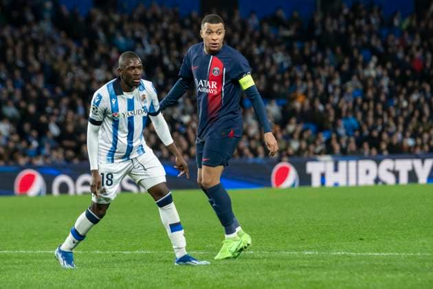 Real Sociedad Vs PSG during the UEFA Champions League Round of 16, 2nd leg match between Real Sociedad and Paris Saint Germain at Reale Arena. (Gari Garaialde Bostok Photo) Donostia Gipuzkoa Spain Editorial Use Only  Copyright: xGarikoitzxGaraialdex Bostok Photo GarixGaraialdex GG2403050386