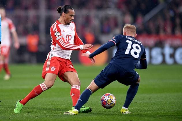 FOOTBALL CHAMPIONS LEAGUE SEASON 2023 2024 Round of 16 second leg 05 03 2024 FC Bayern Munich Lazio Rome Leroy Sane left, FC Bayern Munich vs Gustav Isaksen right, Lazio Rome