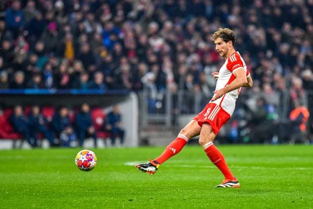 Leon Goretzka 8 FC Bayern in action during the Champions League match FC Bayern Munich Lazio Rome on 05 03 2024 Munich Allianz Arena Bayern Germany