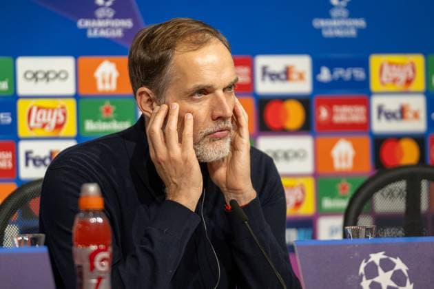 Thomas Tuchel FC Bayern Muenchen, Head Coach , Press conference, GER, FC Bayern Muenchen FCB vs Lazio Rome SSL , Football, UEFA Champions League, Round of 16 second leg, 2023 2024 season, 05 03 2024, DFB DFL regulations prohibit any use of photographs as image sequences and or quasi video , GER, FC Bayern Muenchen FCB vs Lazio Rome SSL , Football, UEFA Champions League, Round of 16 second leg, 2023 2024 season, 05 03 2024 Muenchen Copyright: xEibner-Pressefoto SaschaxWaltherx EP_EER