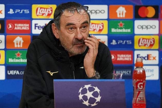 Maurizio Sarri Coach Lazio Rome at the press conference after the Champions League match FC Bayern Munich Lazio Rome on 05 03 2024 Munich Allianz Arena Bayern Germany