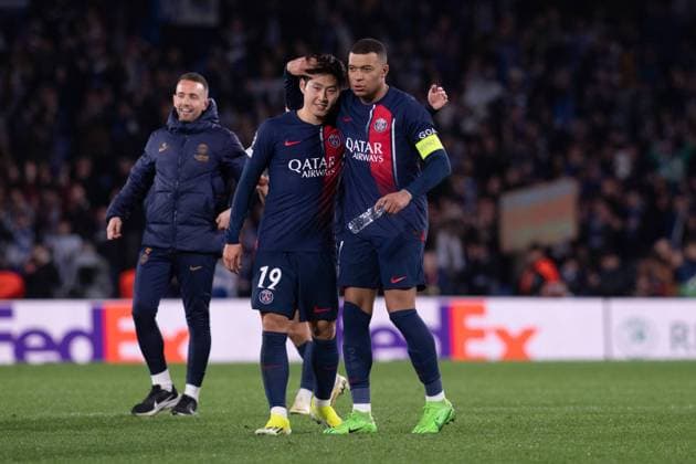 UEFA Champions League soccer match round of 16, second leg soccer match between Real Sociedad and Paris Saint Germain (PSG) at Reale Arena Stadium in San Sebastian, Spain 05 March 2024 Kylian Mbappe and Kang-in Lee 900 Cordon Press  900 CordonxPress LOF - UEFA Champions League Real Sociedad vs PSG