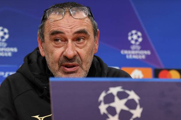 Coach Maurizio Sarri Lazio Rome Portraet, Portrait, Press conference, Football UEFA Champions League FC Bayern Muenchen Societa Sportiva Lazio, S S Lazio Rome Allianz Arena 05 03 2025 PHOTO Mladen Lackovic LakoPress