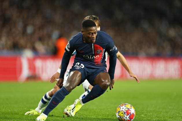 Nuno Mendes (PSG), MARCH 5, 2024 - Football Soccer : UEFA Champions League Round of 16 2nd leg match between Real Sociedad 1-2 Paris Saint-Germain at the Reale Arena in San Sebastian, Spain. Noxthirdxpartyxsales  (246334649)