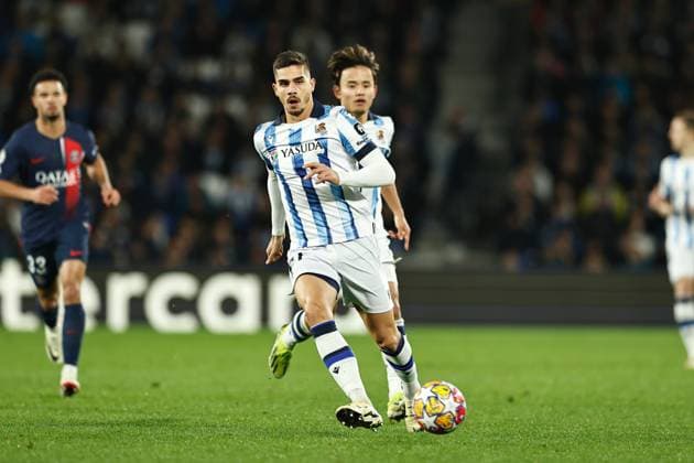 Andre Silva (Sociedad), MARCH 5, 2024 - Football Soccer : UEFA Champions League Round of 16 2nd leg match between Real Sociedad 1-2 Paris Saint-Germain at the Reale Arena in San Sebastian, Spain. Noxthirdxpartyxsales  (246334766)