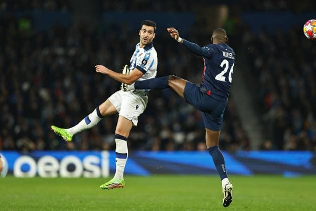 Mikel Merino (Sociedad), MARCH 5, 2024 - Football Soccer : UEFA Champions League Round of 16 2nd leg match between Real Sociedad 1-2 Paris Saint-Germain at the Reale Arena in San Sebastian, Spain. Noxthirdxpartyxsales  (246335303)