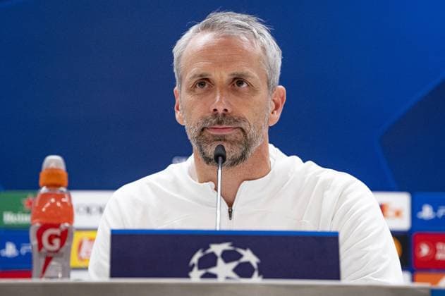 UEFA Champions League football match - Real Madrid vs RB Leipzig: RB Leipzig training and press conference, PK, Pressekonferenz Marco Rose, head coach of RB Leipzig, seen during the press conference the day before the second leg of the round of 16 football match of Champions League against Real Madrid at Santiago Bernabeu stadium in Madrid. Madrid Spain  Copyright: xIPAxSport ABACAx